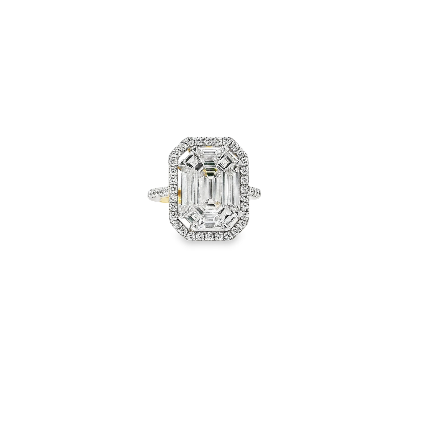 Elegant Emerald Pie Cut Diamond Ring (Special Cut 9pcs)