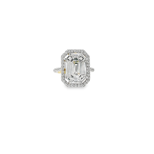 Elegant Emerald Pie Cut Diamond Ring (Special Cut 9pcs)