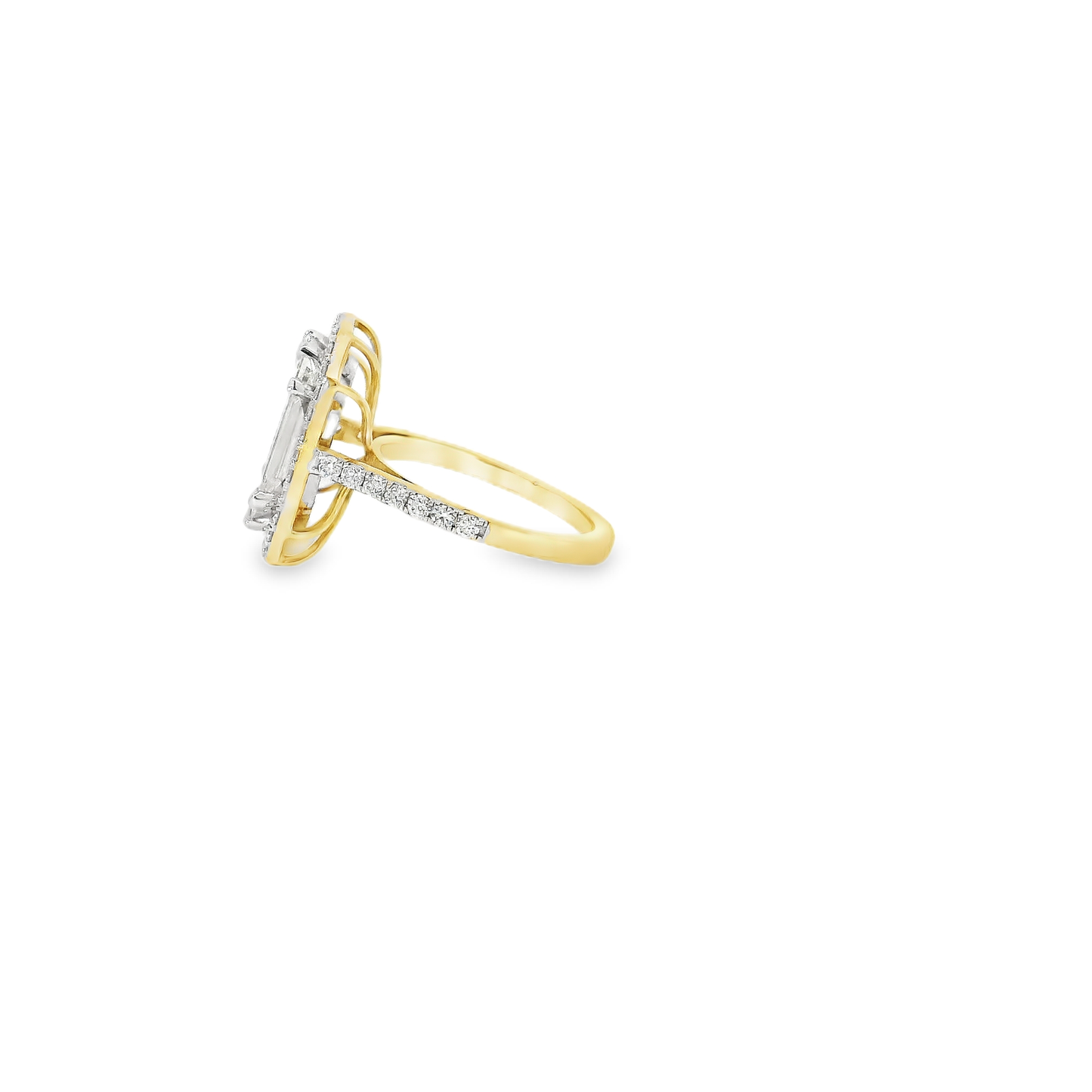 Elegant Emerald Pie Cut Diamond Ring (Special Cut 9pcs)