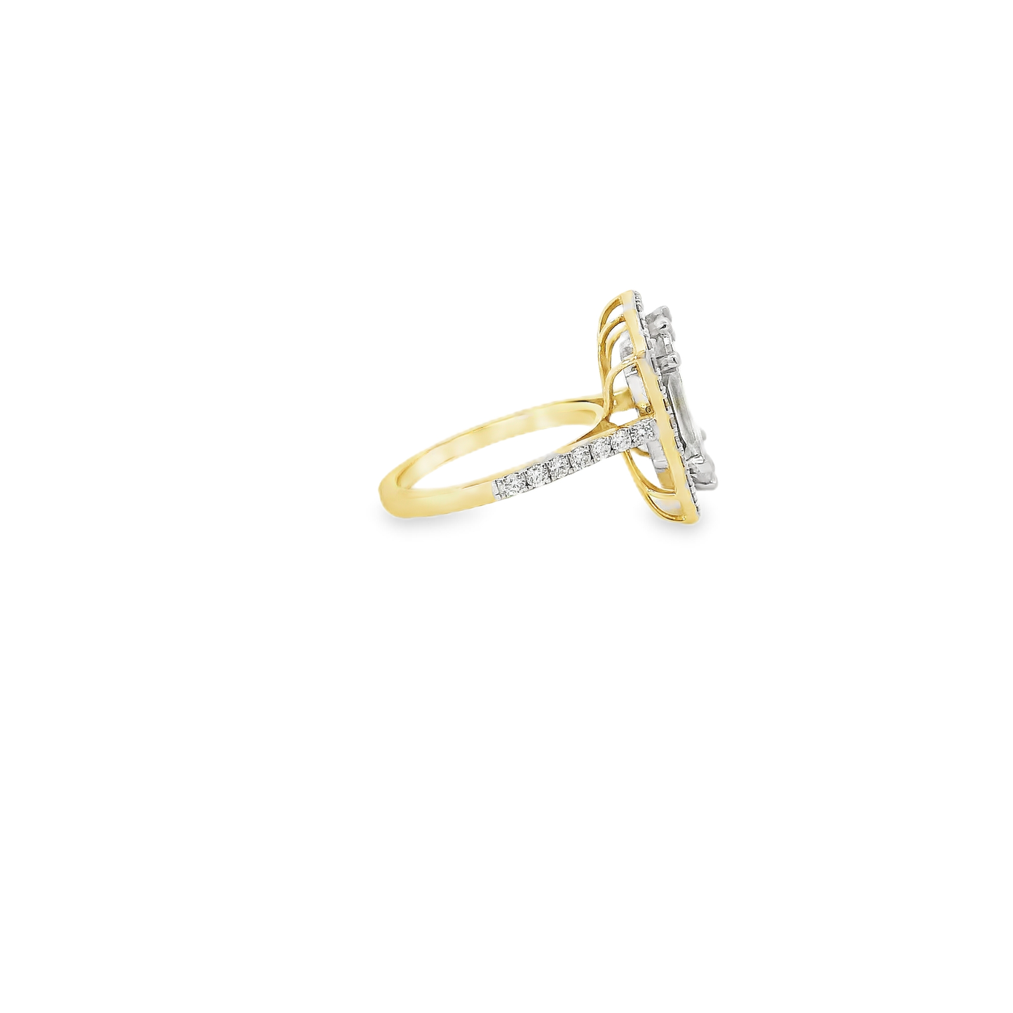 Elegant Emerald Pie Cut Diamond Ring (Special Cut 9pcs)