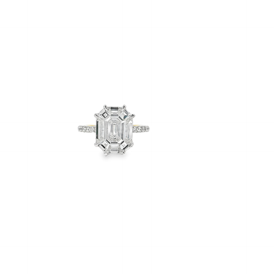 Elegant Emerald Pie Cut Diamond Ring (Special Cut 9pcs)