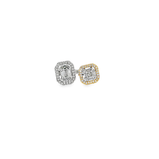 Elegant Emerald Pie Cut Diamond Ring (Special Cut 9pcs)