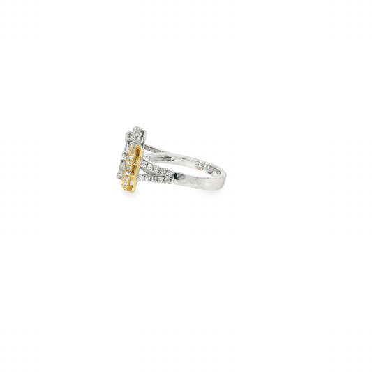 Elegant Emerald Pie Cut Diamond Ring (Special Cut 9pcs)