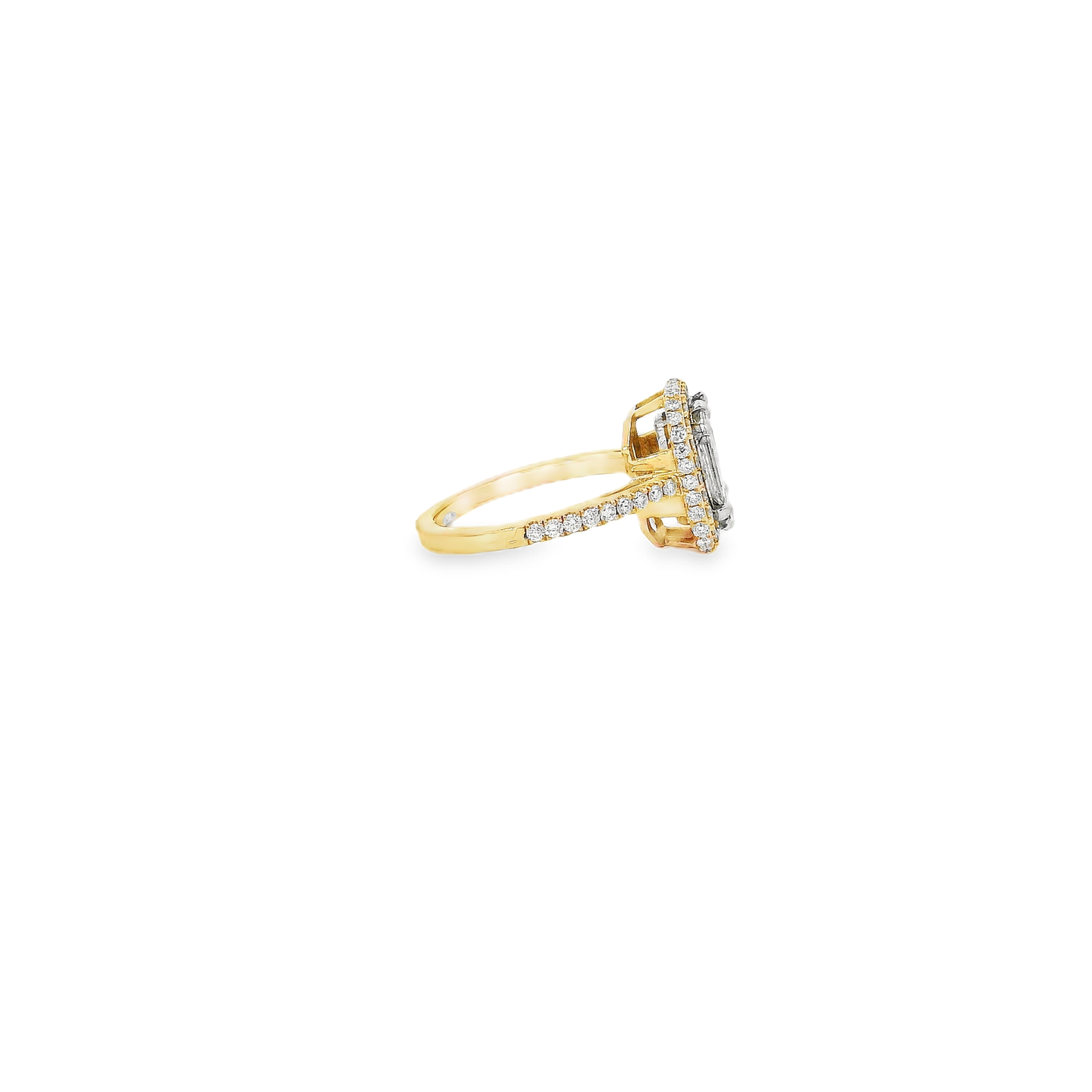 Elegant Emerald Pie Cut Diamond Ring (Special Cut 9pcs)