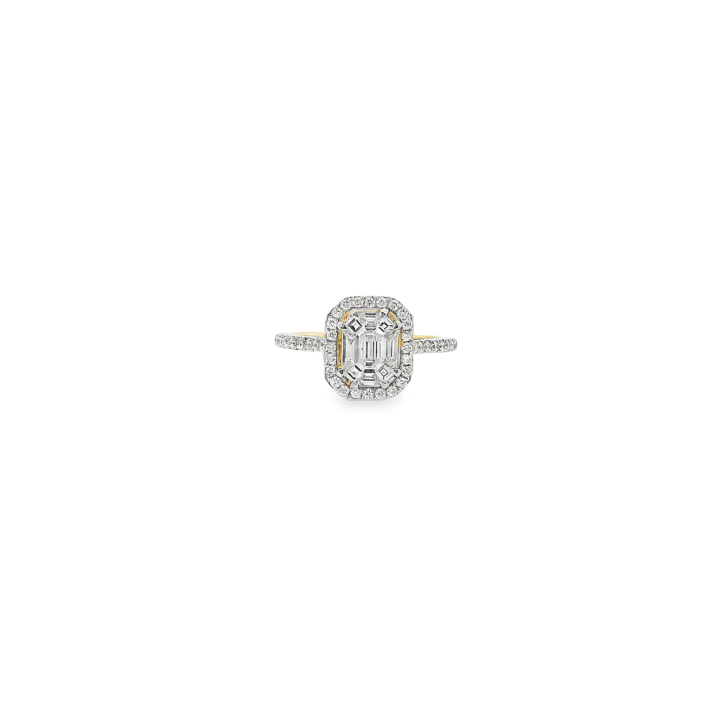 Elegant Emerald Pie Cut Diamond Ring (Special Cut 9pcs)