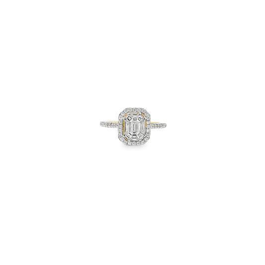 Elegant Emerald Pie Cut Diamond Ring (Special Cut 9pcs)