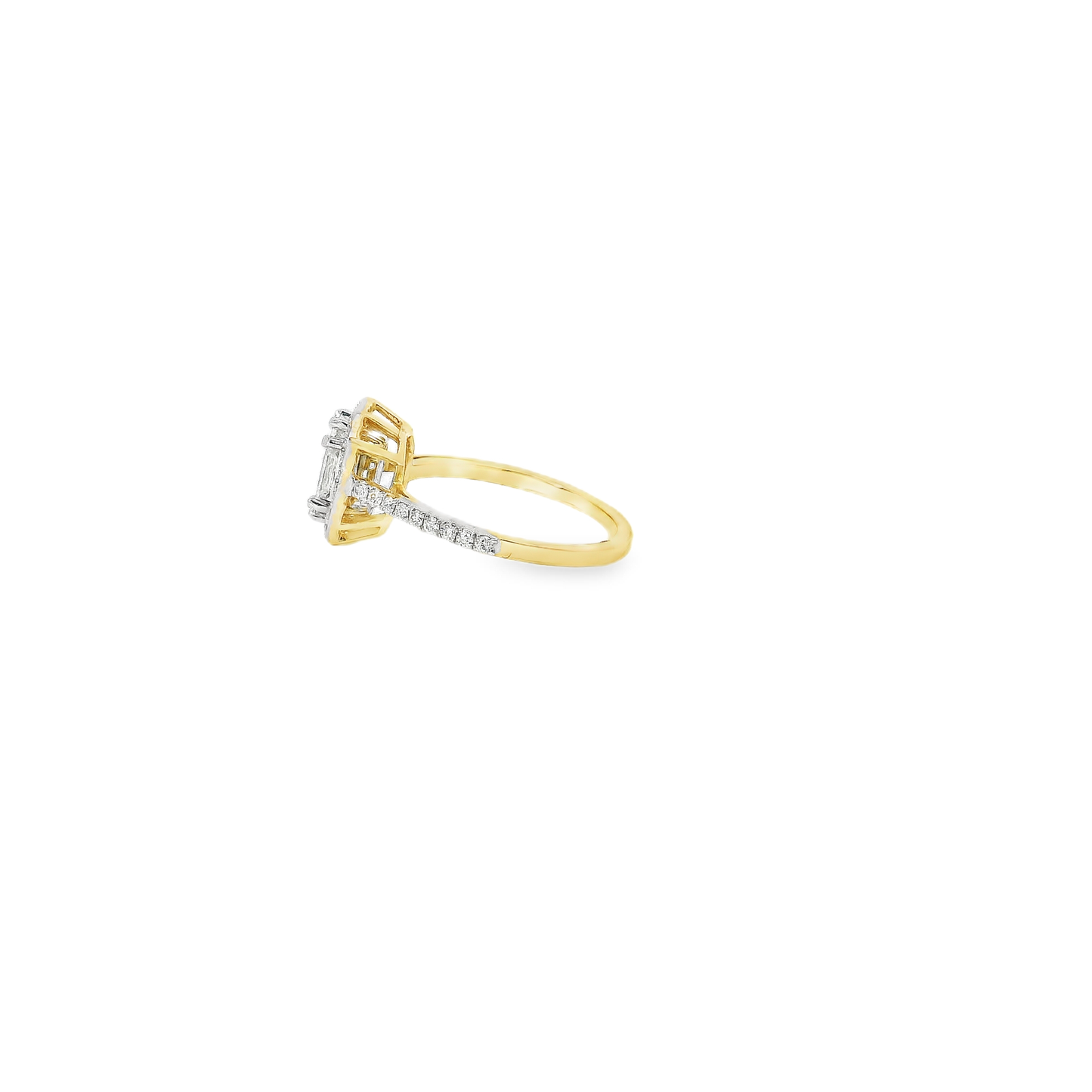 Elegant Emerald Pie Cut Diamond Ring (Special Cut 9pcs)