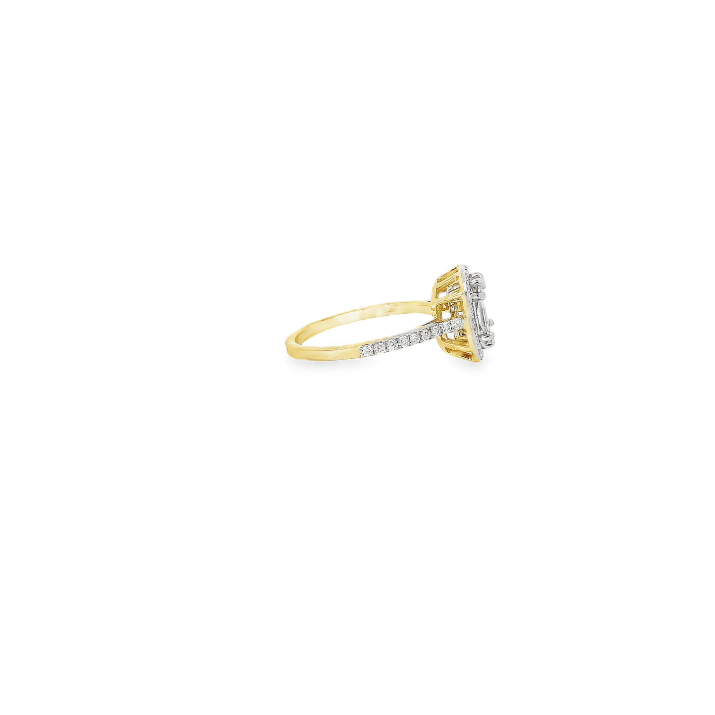 Elegant Emerald Pie Cut Diamond Ring (Special Cut 9pcs)
