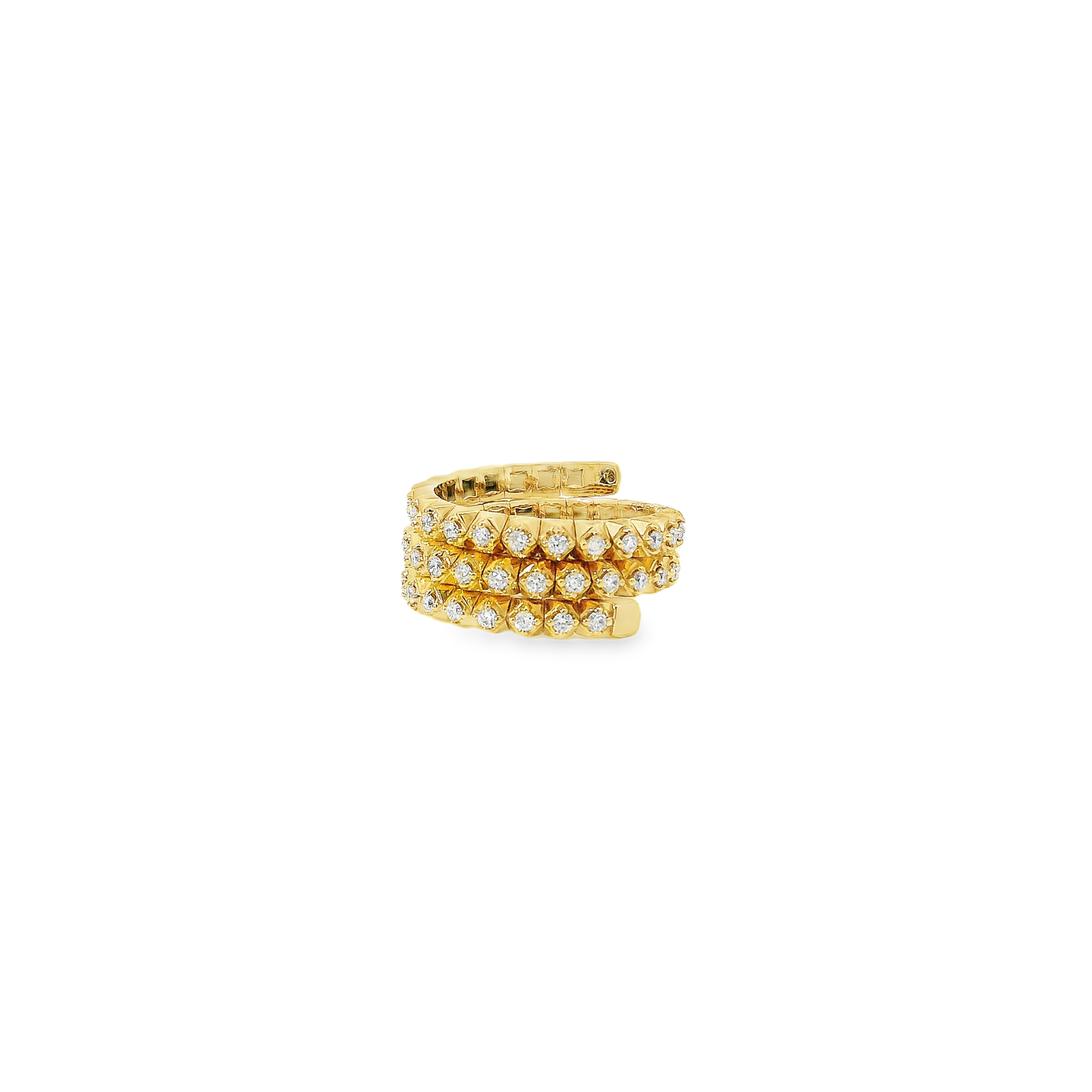 Flexible Elegant Gold Ring with Sparkling Stones