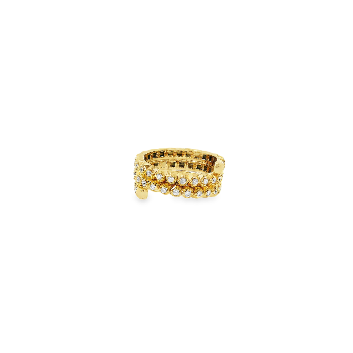 Flexible Elegant Gold Ring with Sparkling Stones