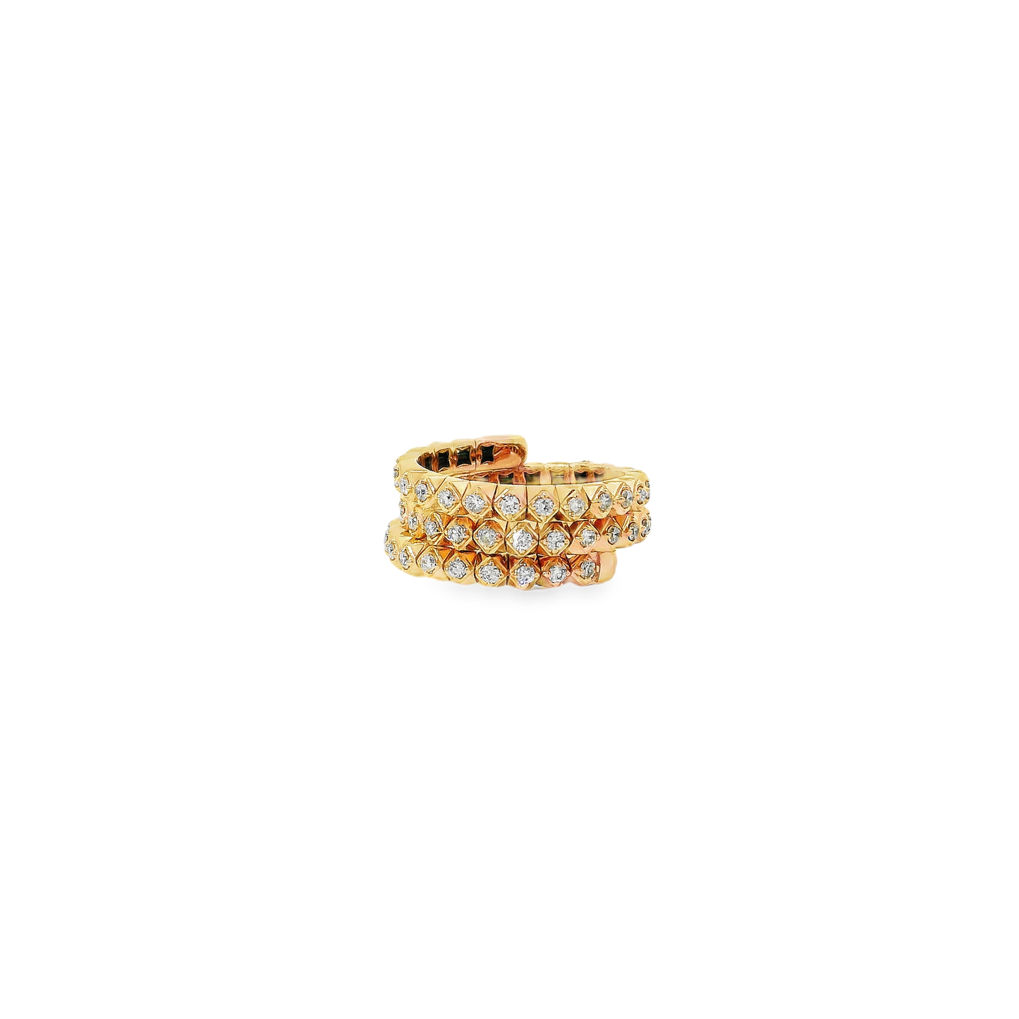 Flexible Elegant Gold Ring with Sparkling Stones