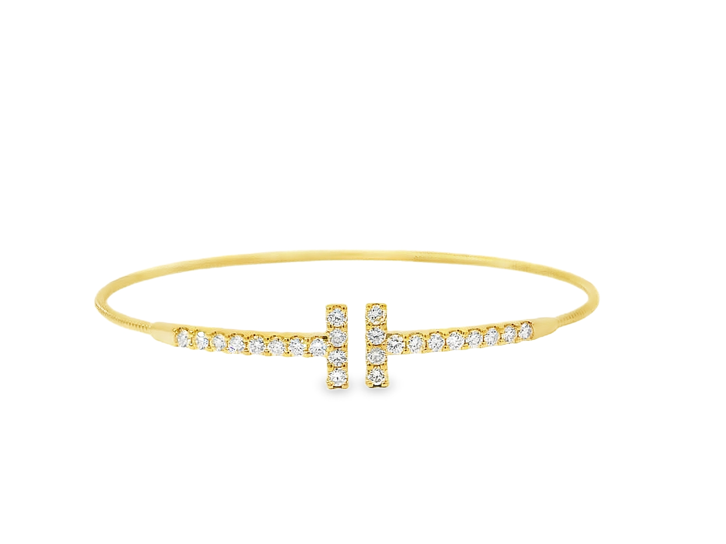 Elegant Gold flexible bangle with Sparkling Accents