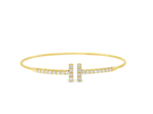 Elegant Gold flexible bangle with Sparkling Accents