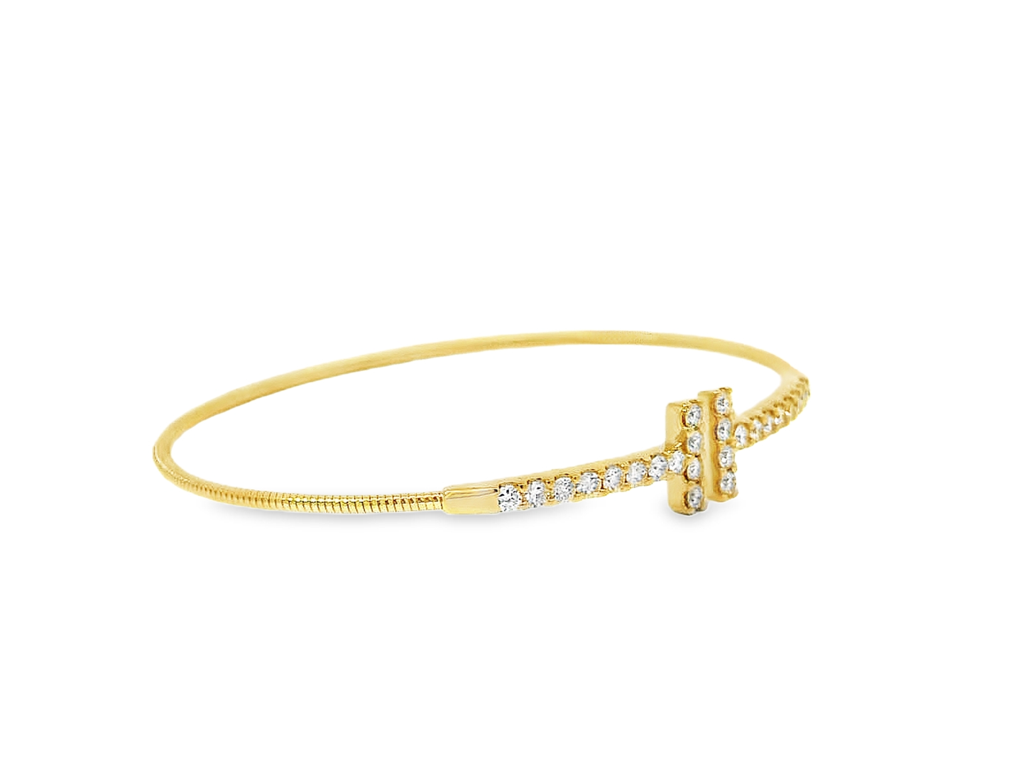 Elegant Gold flexible bangle with Sparkling Accents
