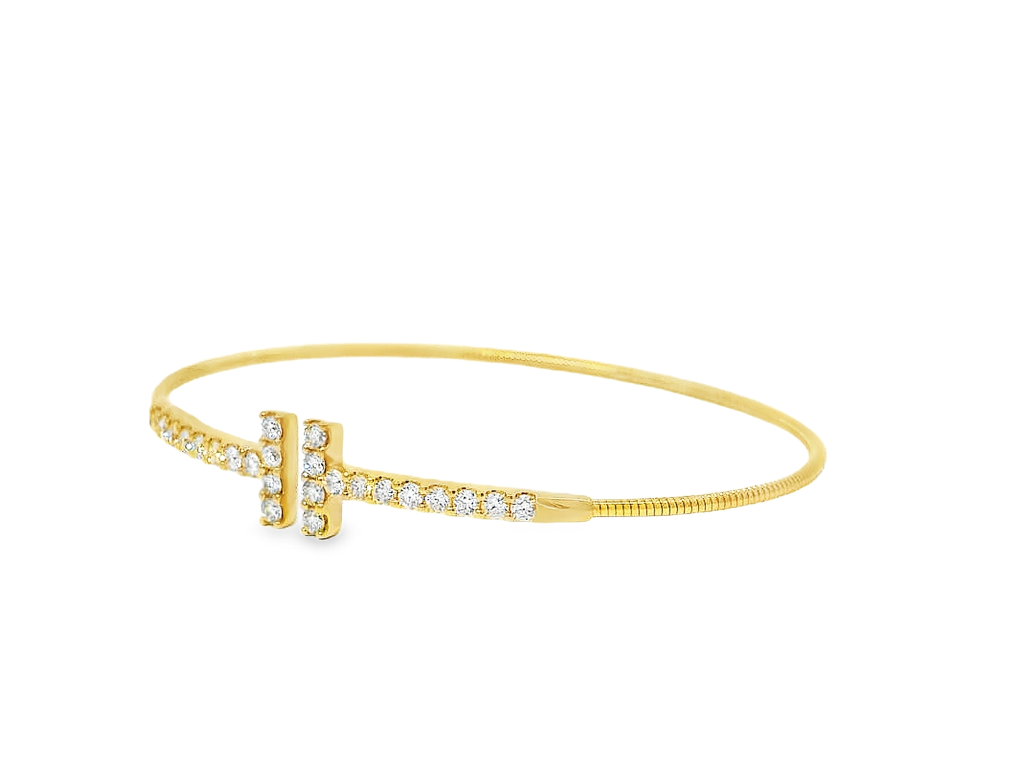 Elegant Gold flexible bangle with Sparkling Accents