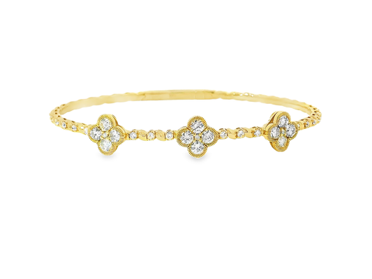 Elegant Gold flexible Bangles with Floral Design