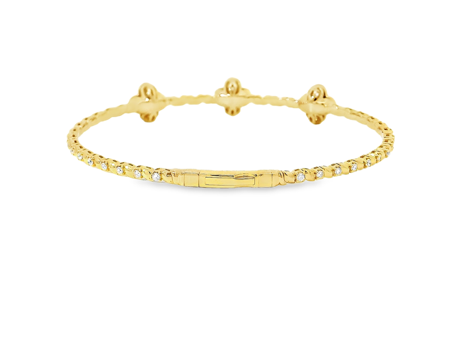 Elegant Gold flexible Bangles with Floral Design