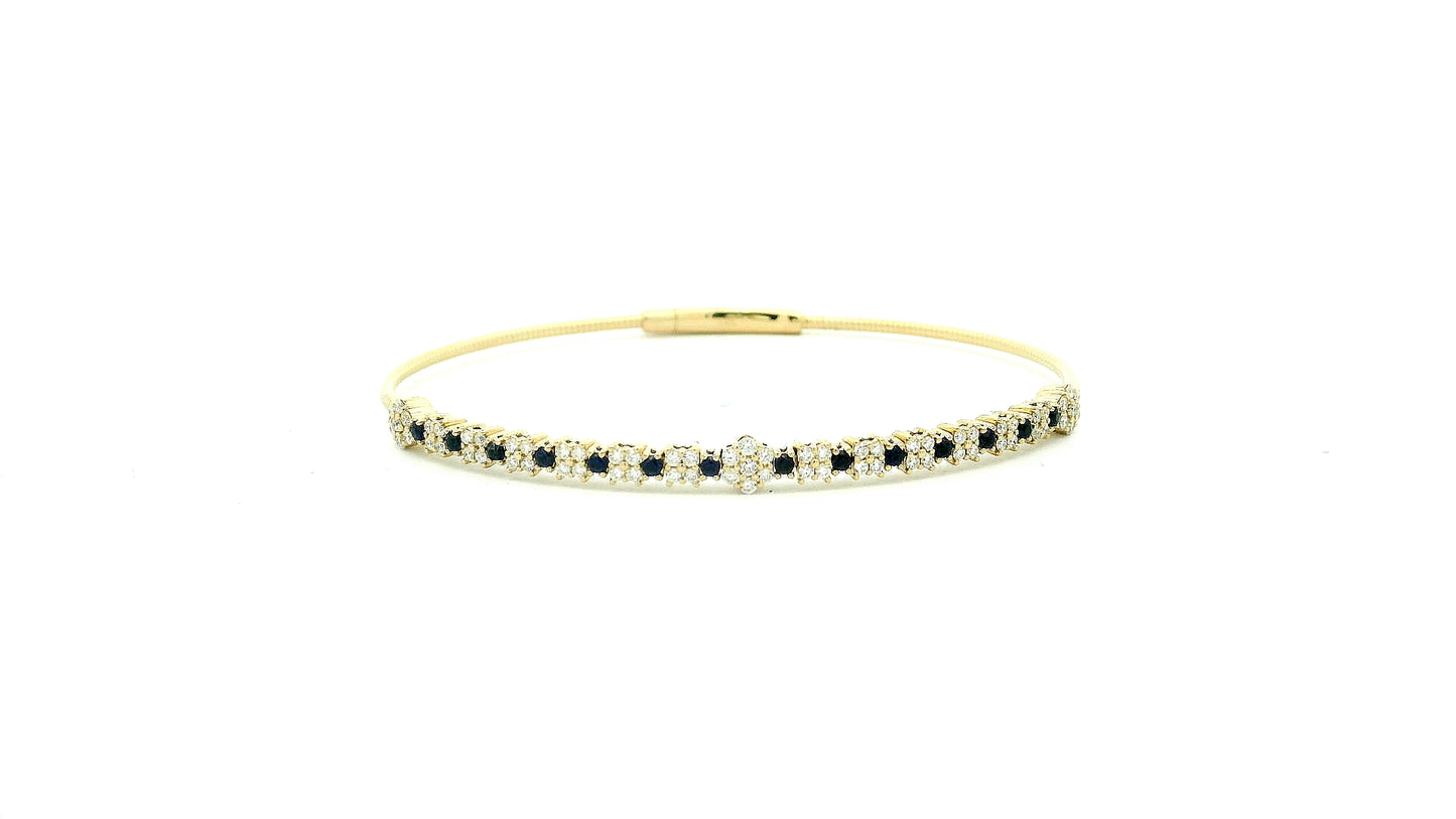 Elegant sapphire and Diamonds flexi bangle