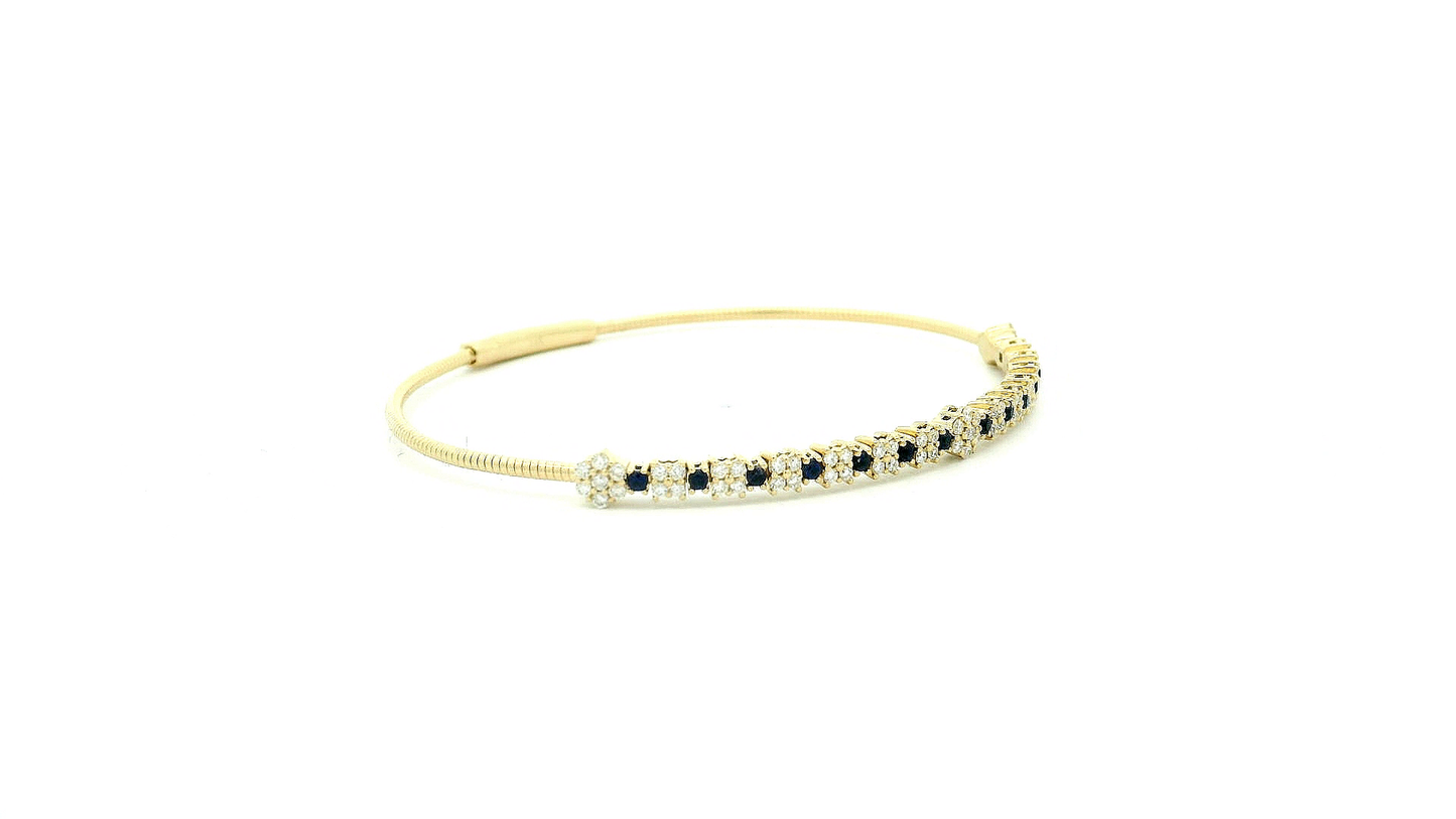 Elegant sapphire and Diamonds flexi bangle