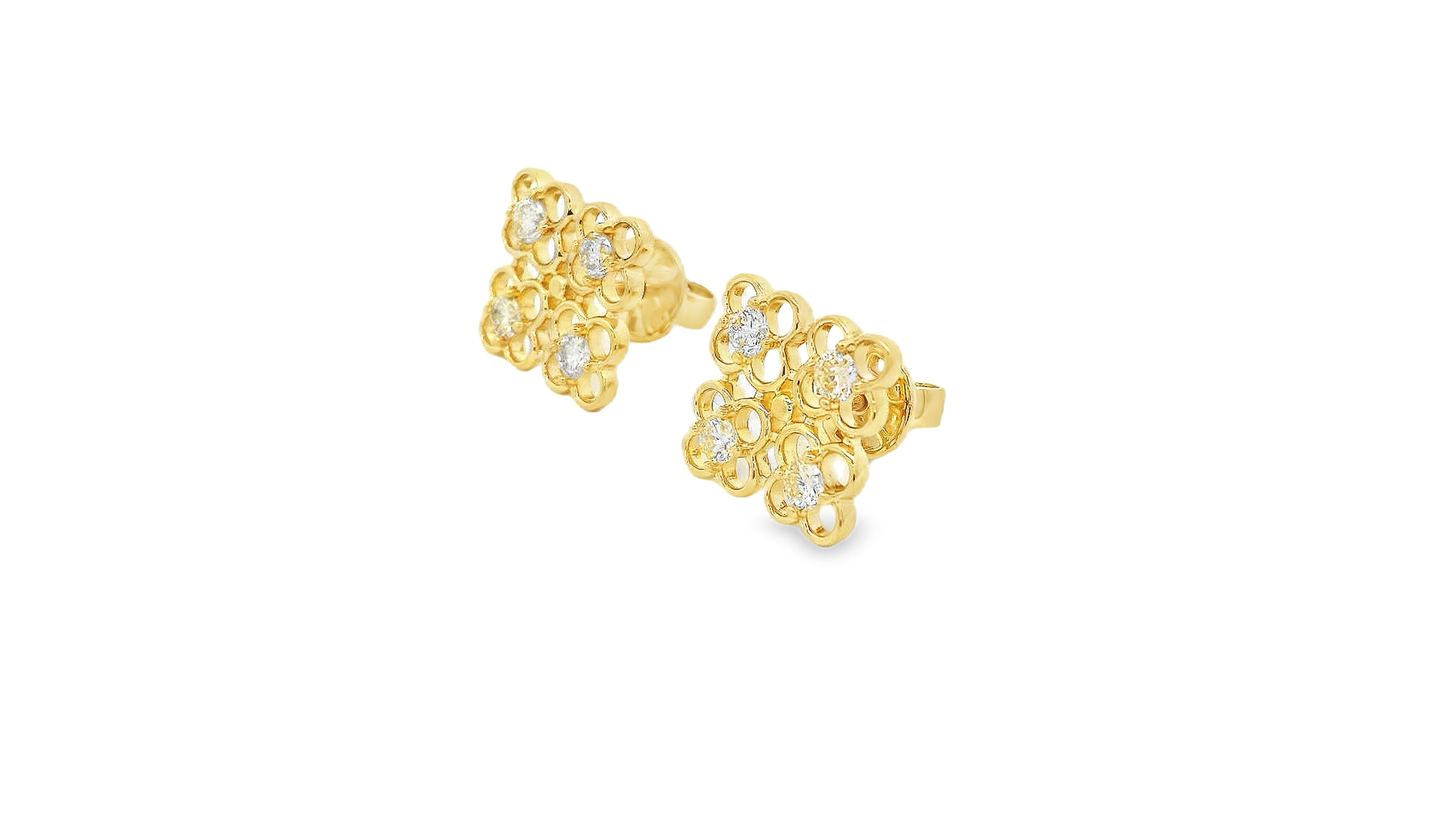 Elegant Gold and Diamond Earrings
