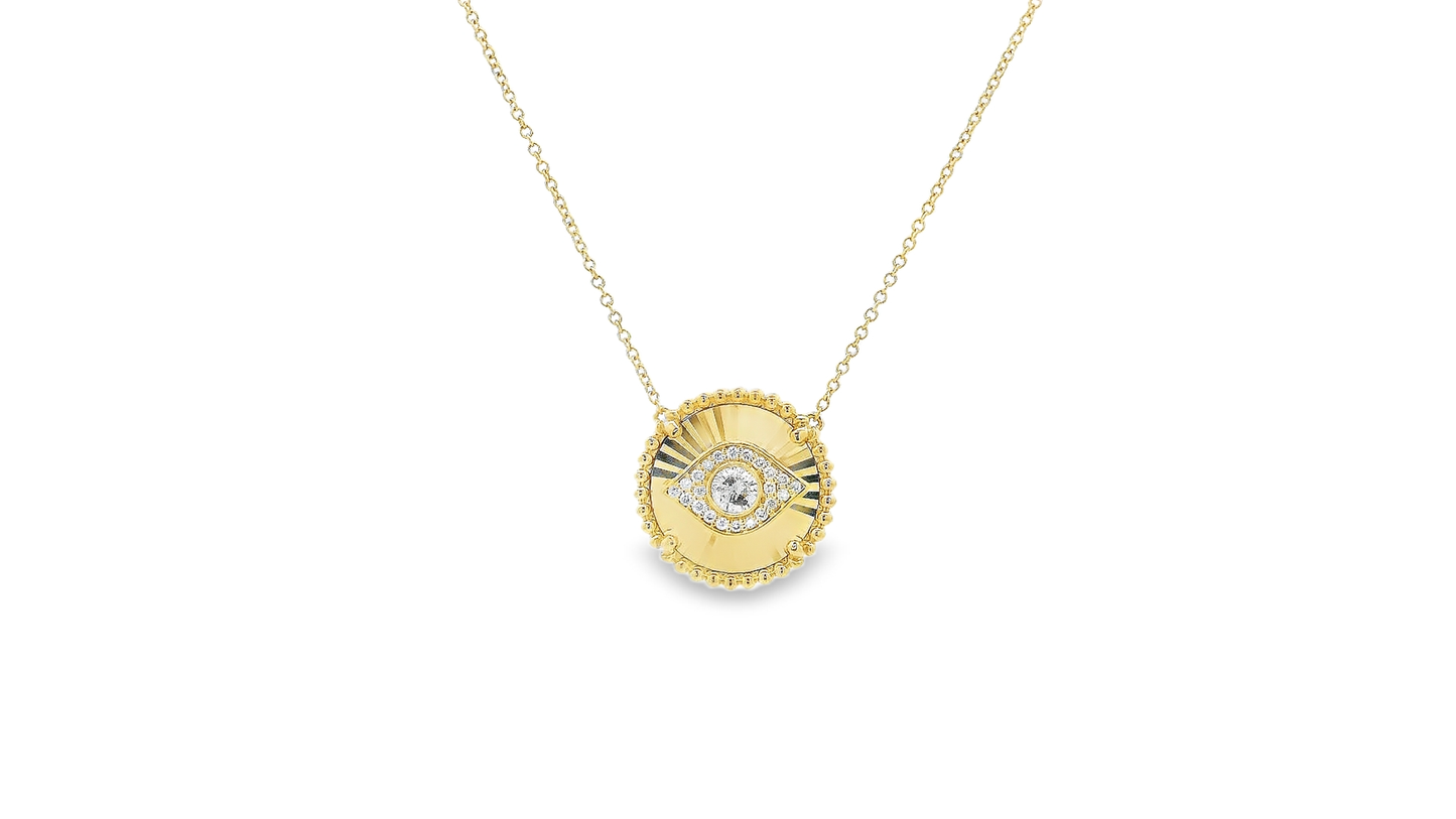 Elegant Gold Pendant with Eye & Hamza Design
