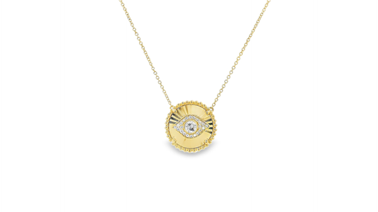 Elegant Gold Pendant with Eye & Hamza Design